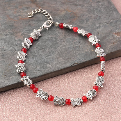 AwesomeOwl Oxidised anklet (Red)