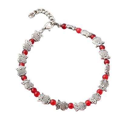 AwesomeOwl Oxidised anklet (Red)