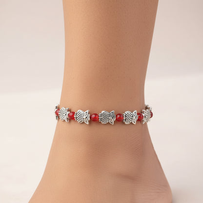 AwesomeOwl Oxidised anklet (Red)