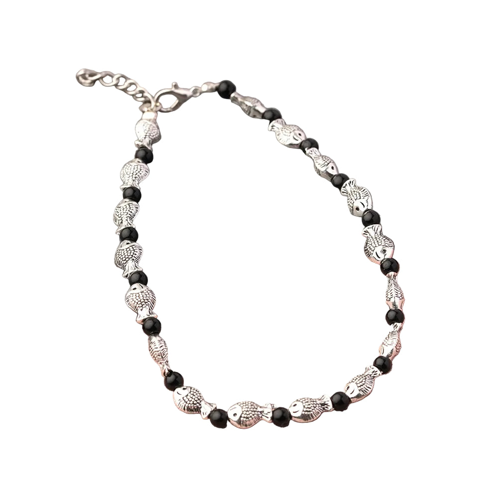 PrettyPices Oxidised anklet (Black)