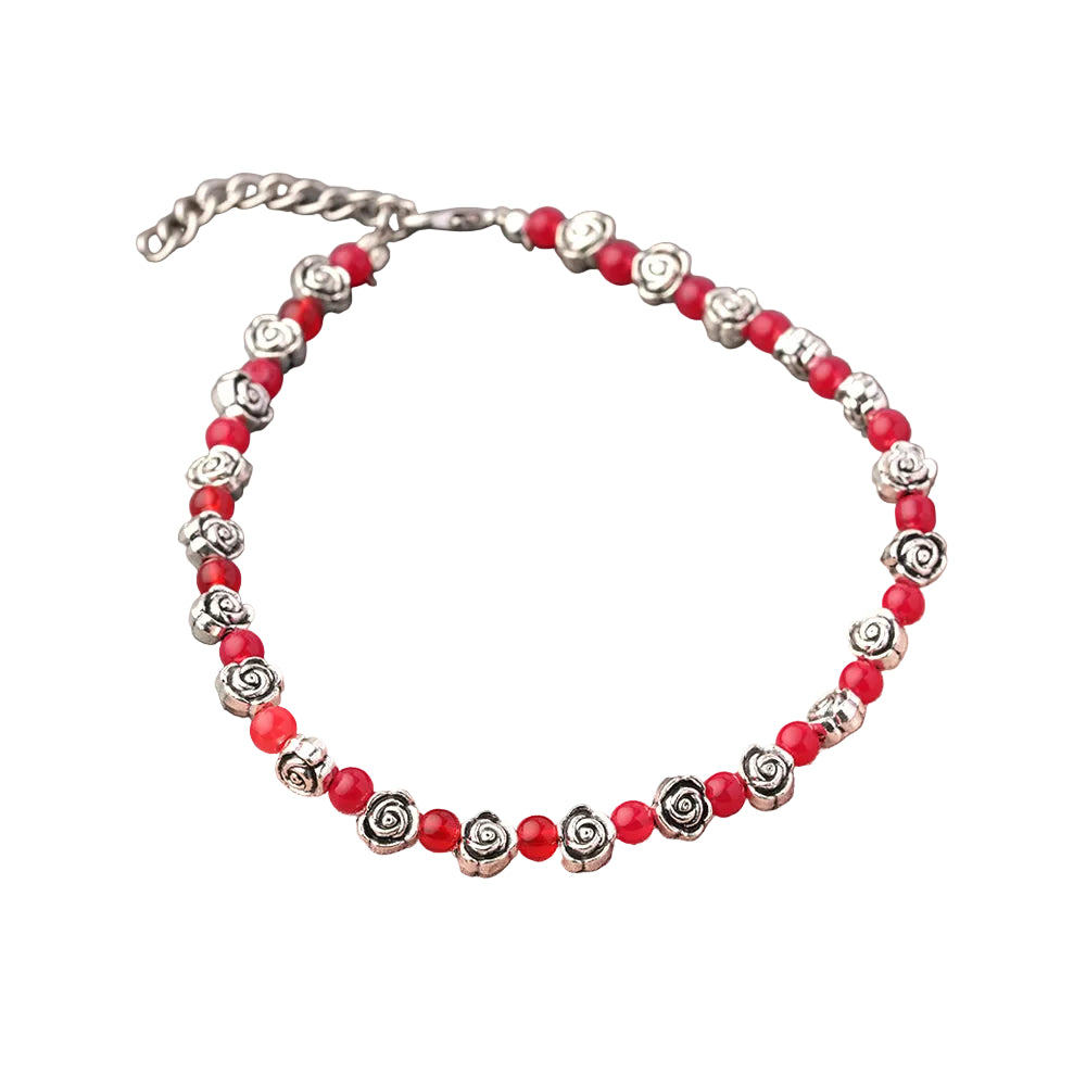 RadiantRose oxidised anklet (Red)