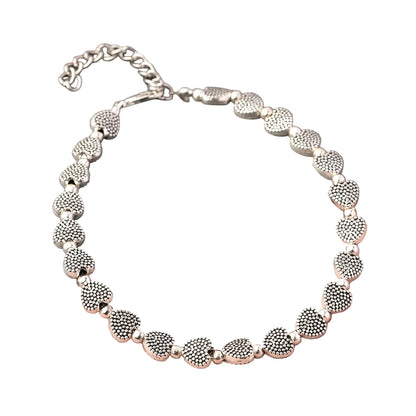 Heart oxidised bead anklet (Silver)
