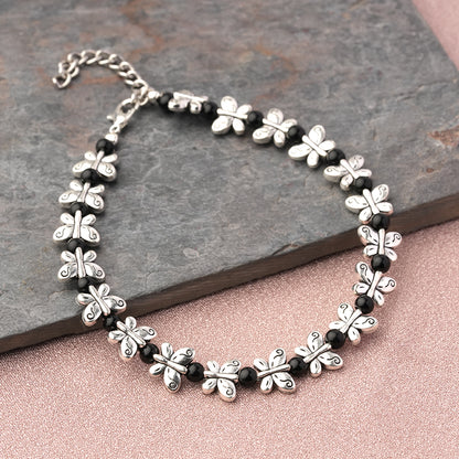 BlossomButterfly beaded anklet (Black)