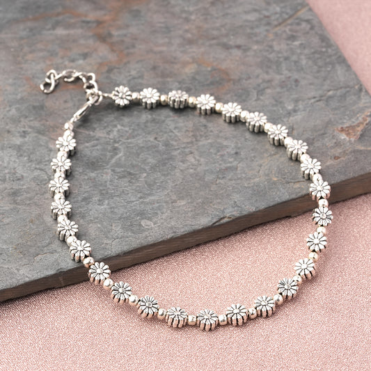 DaisyDits beaded anklet (Silver)