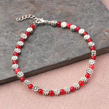 DaisyDits beaded anklet (Red)