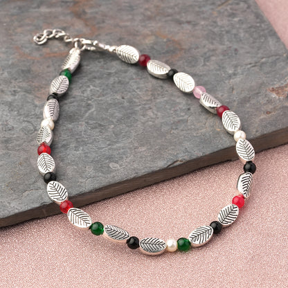 FernGlow beaded Anklet (Multicolored)