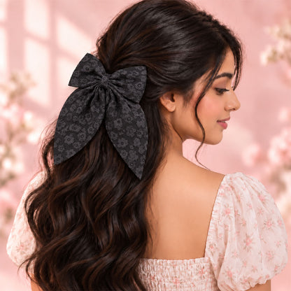 Floral Print Bow Hair Clip