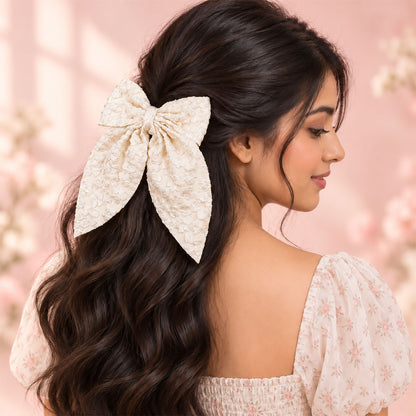 Floral Print Bow Hair Clip
