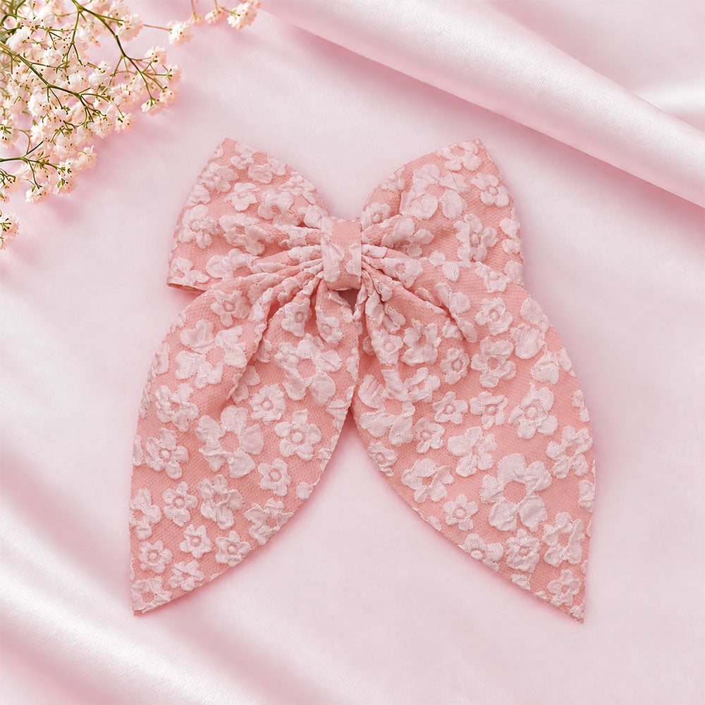 Floral Print Bow Hair Clip