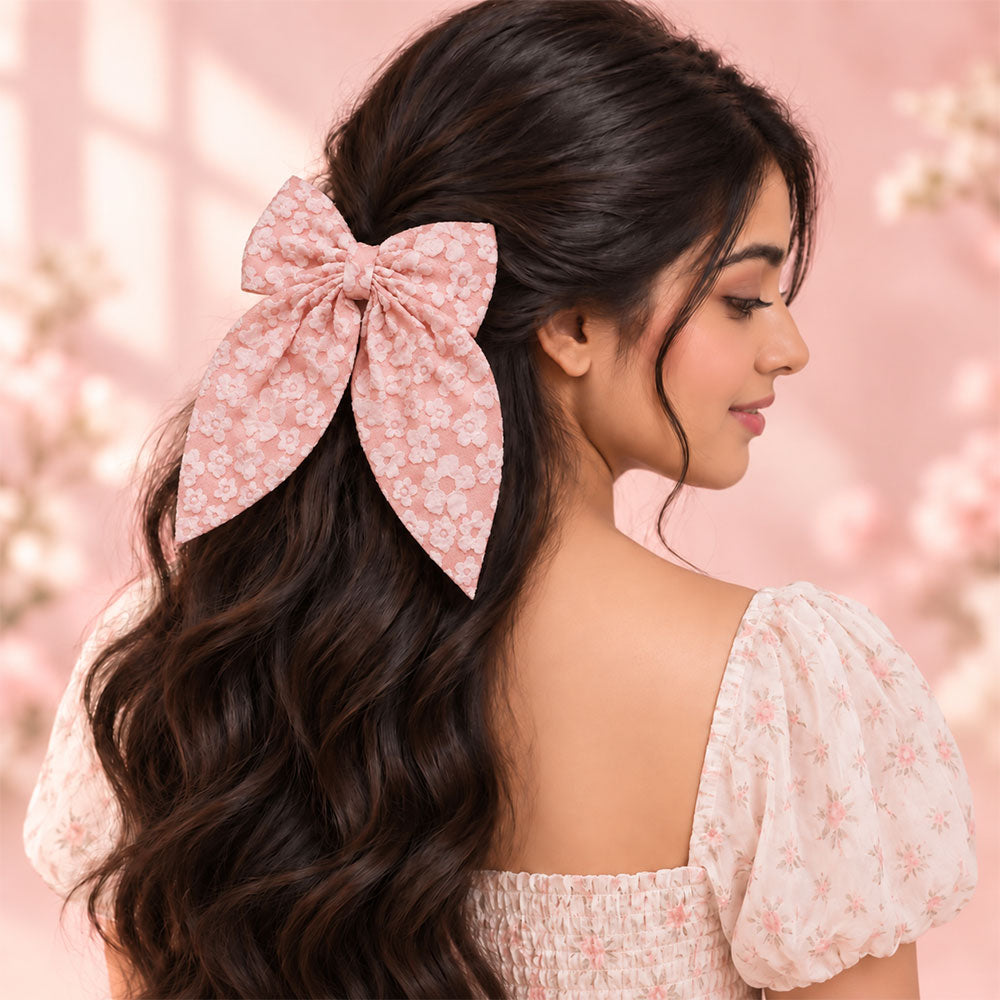 Floral Print Bow Hair Clip