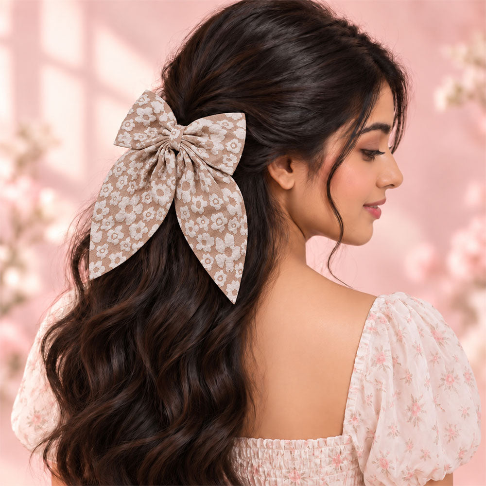 Floral Print Bow Hair Clip