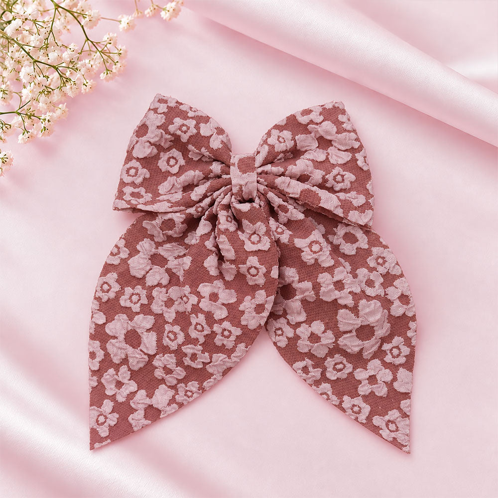 Floral Print Bow Hair Clip