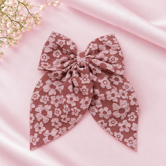 Floral Print Bow Hair Clip