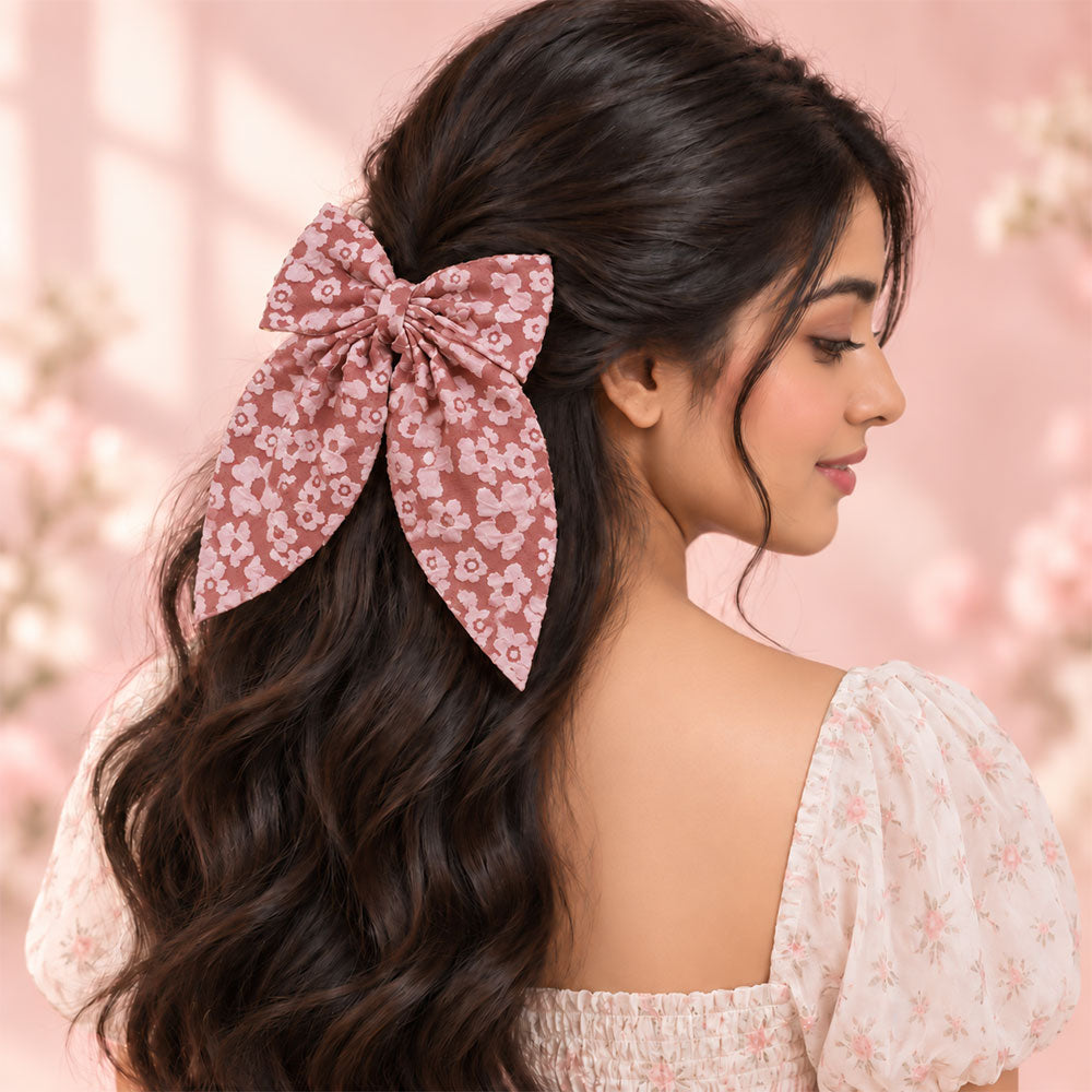 Floral Print Bow Hair Clip