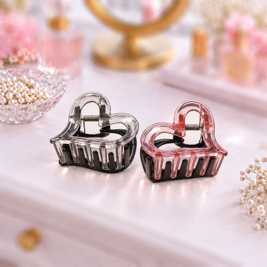 Metallic Heart Mini Claw Clips