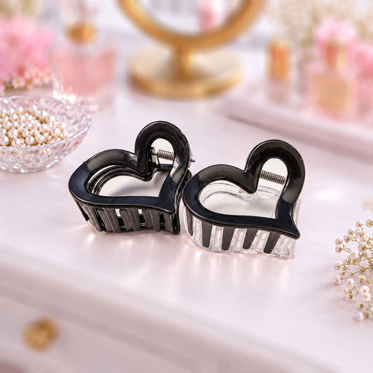 Black Heart Mini Claw Clip Set