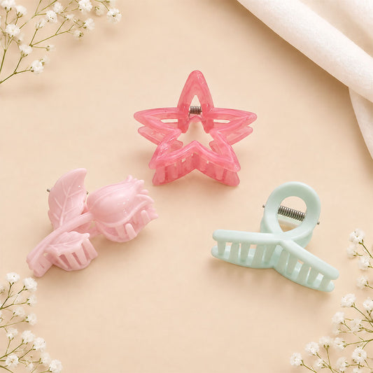 Pastel Star & Mini Claw Hair Clip Set