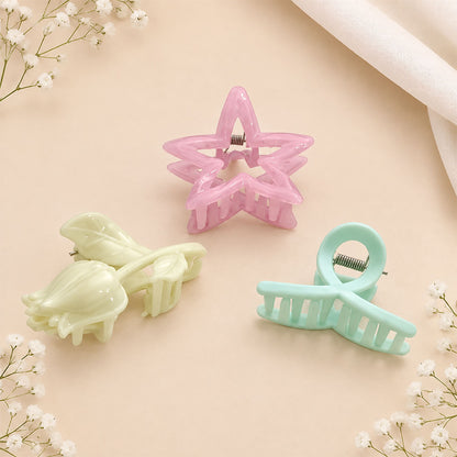 Pastel Star & Mini Claw Hair Clip Set