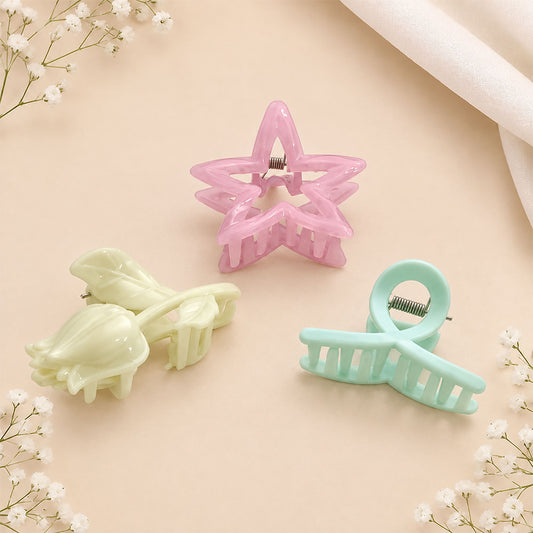 Pastel Star & Mini Claw Hair Clip Set