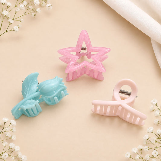 Pastel Star & Mini Claw Hair Clip Set