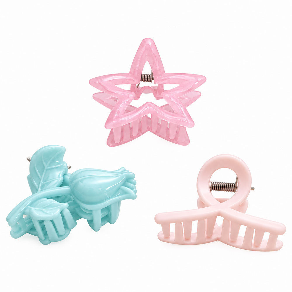 Pastel Star & Mini Claw Hair Clip Set