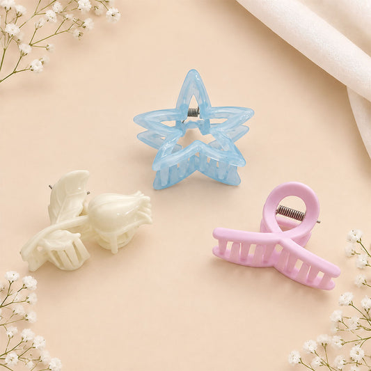 Pastel Star & Mini Claw Hair Clip Set
