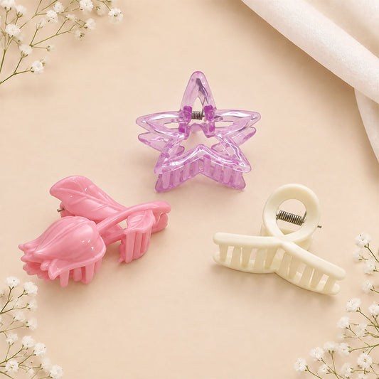 Pastel Star & Mini Claw Hair Clip Set