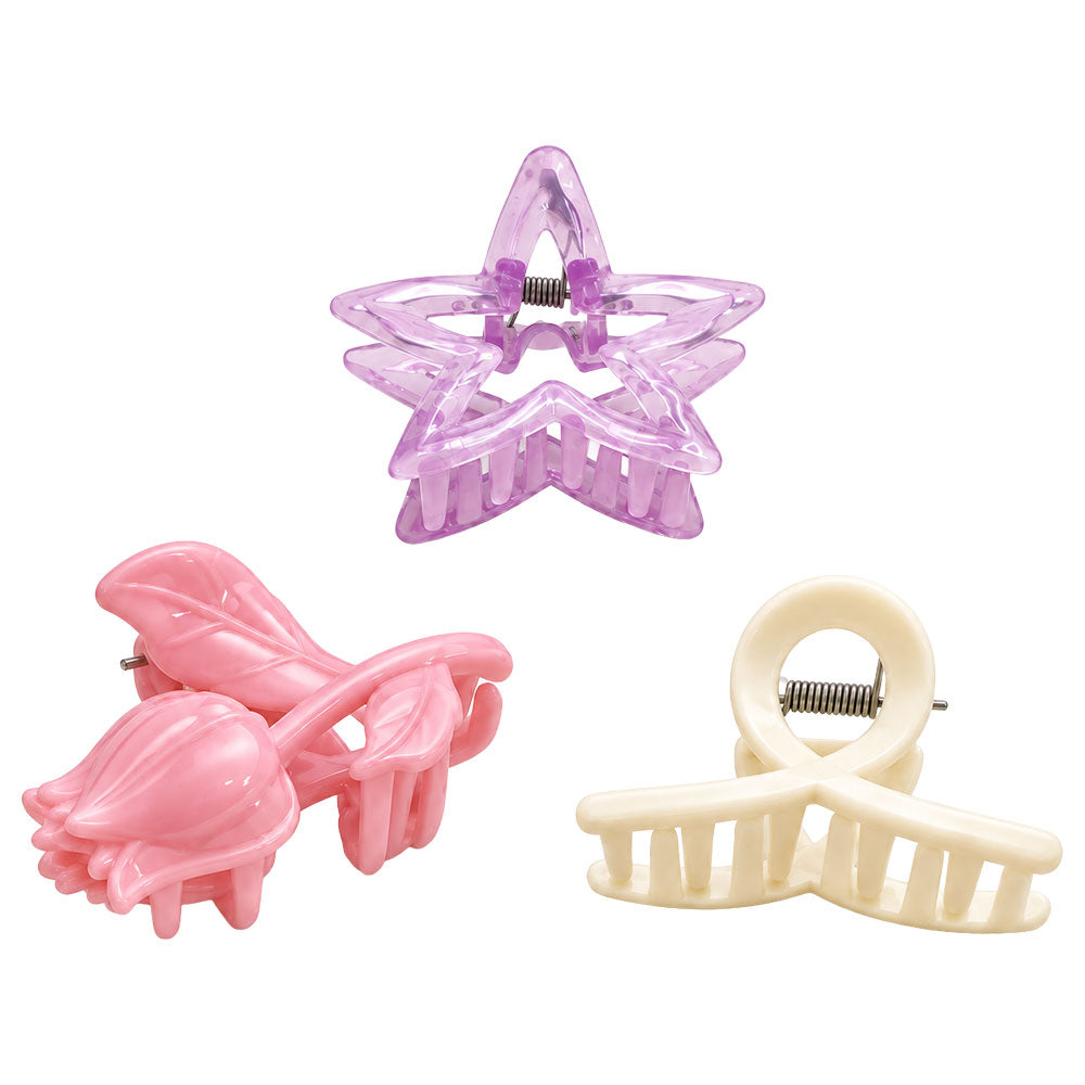 Pastel Star & Mini Claw Hair Clip Set (Pack of 3)
