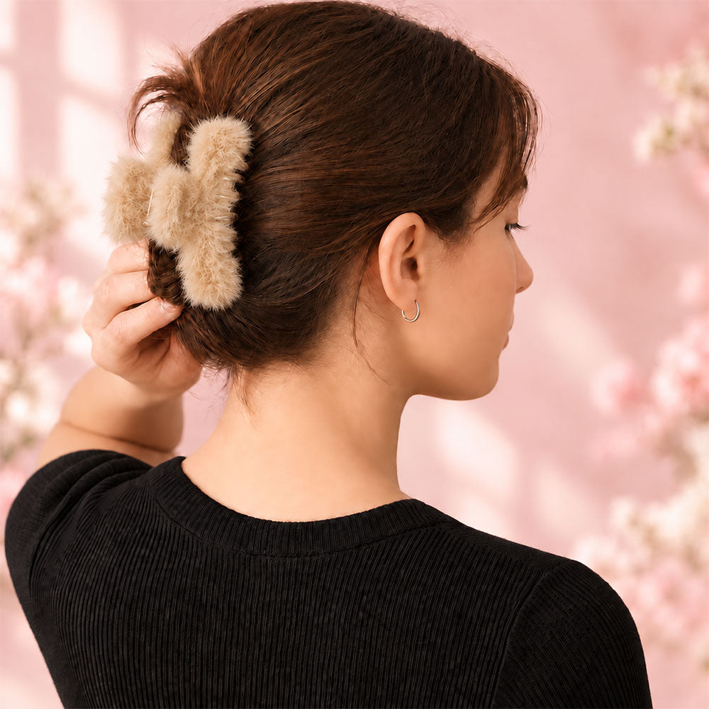 Fluffy Pink Bow Hair Claw