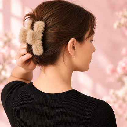 Fluffy Pink Bow Hair Claw