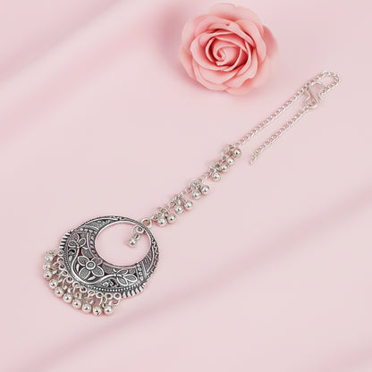 Carved potli ghunghroo mangtikka (Silver)