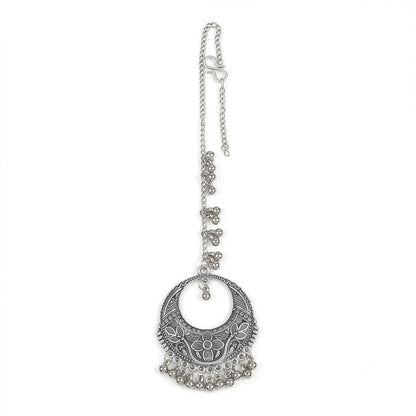 Carved potli ghunghroo mangtikka (Silver)