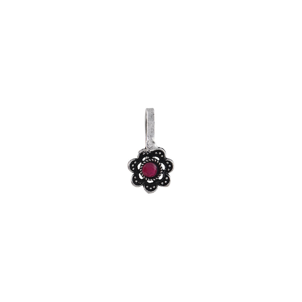 Dainty blossom oxidised nosepin (Red)