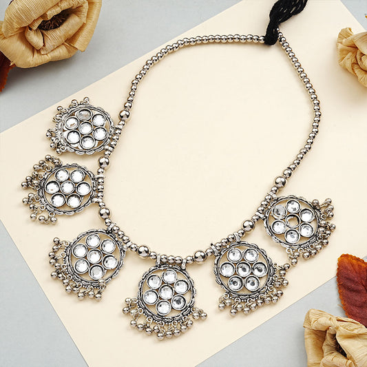 Dazzle drape oxidised kamarband (Silver)