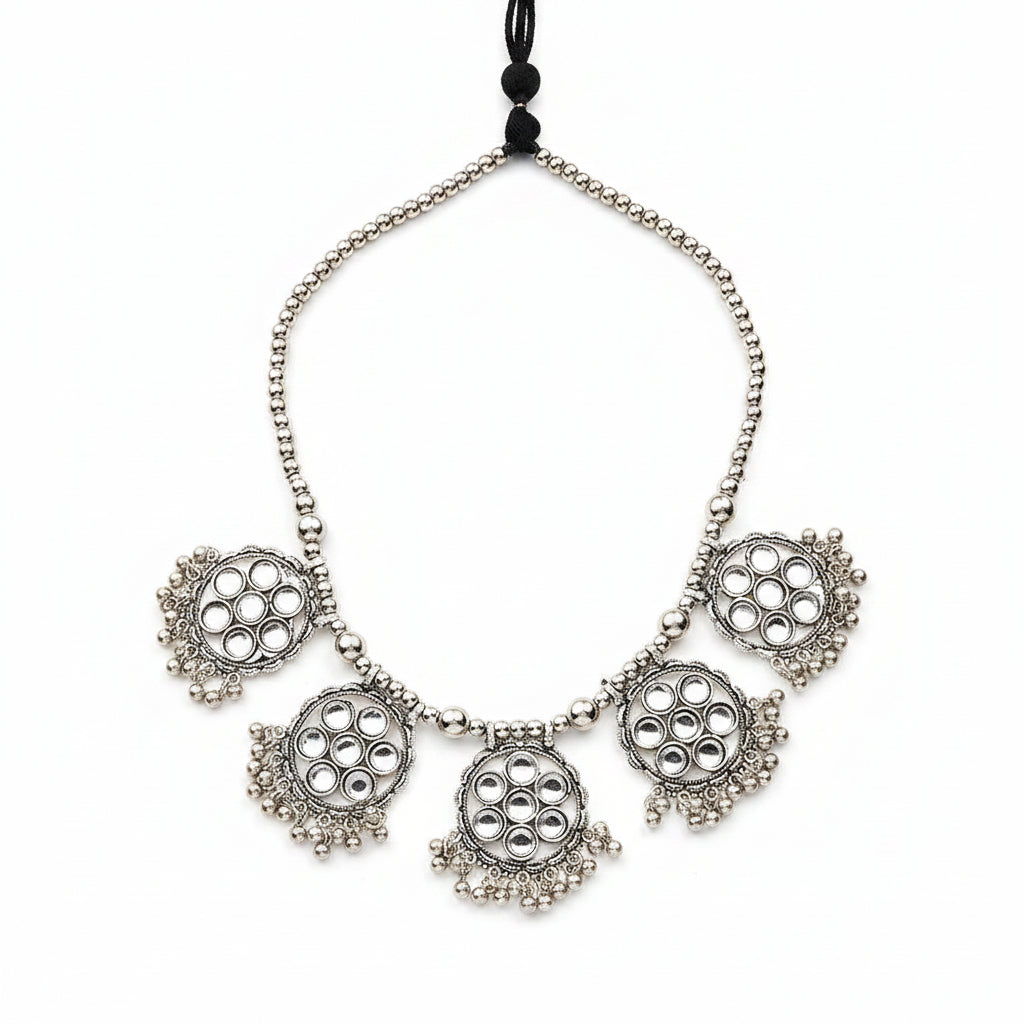 Dazzle drape oxidised kamarband (Silver)