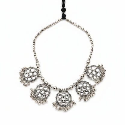 Dazzle drape oxidised kamarband (Silver)