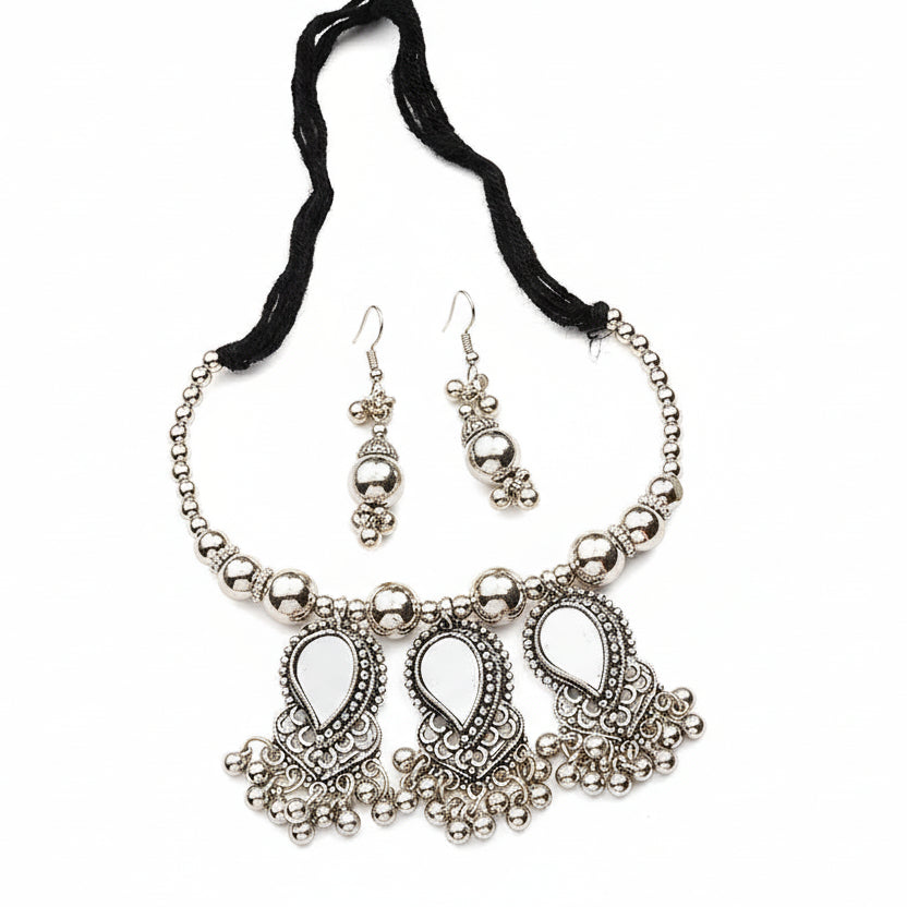 Shining charm mirror neckpiece (Silver)