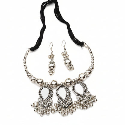 Shining charm mirror neckpiece (Silver)