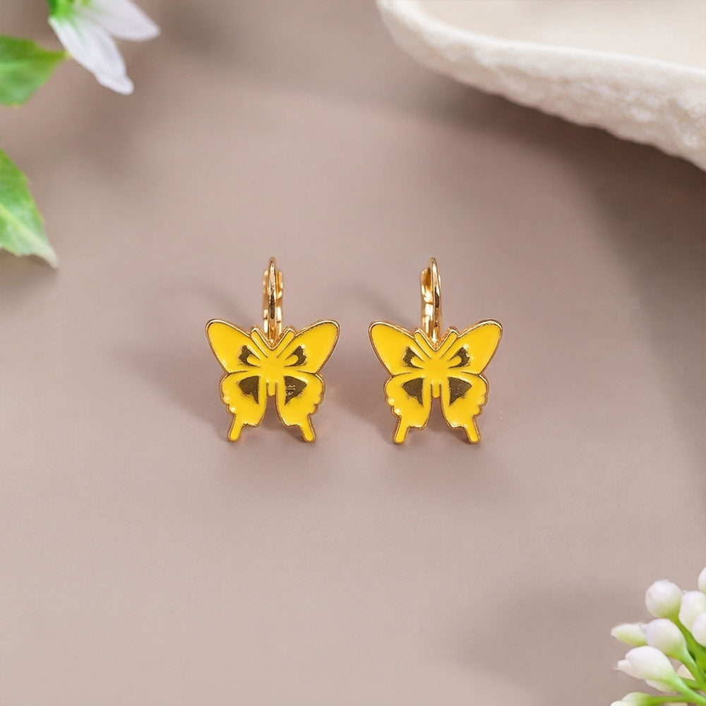 Yellow Butterfly Enamel Earrings