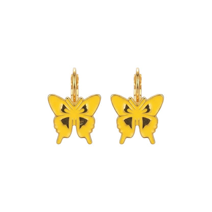 Yellow Butterfly Enamel Earrings