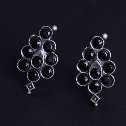 Black Stone Studded Brass Studs