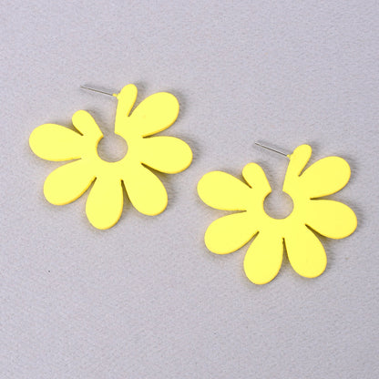 Yellow Flowery Stud Earrings