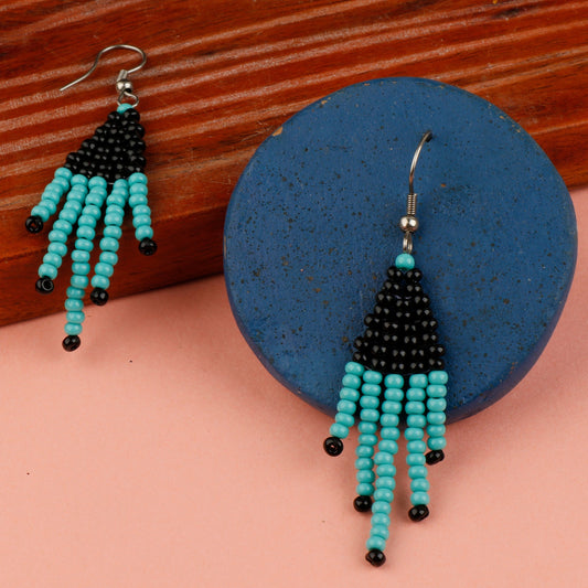 Black and Blue Beady  Earrings