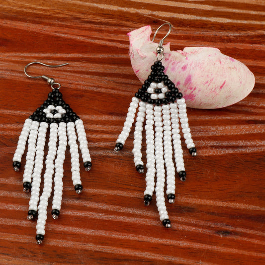 Black and White beady Earring