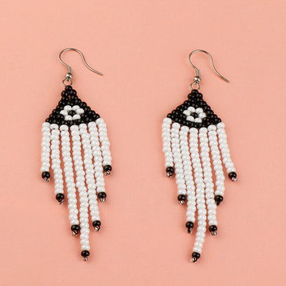 Black and White beady Earring