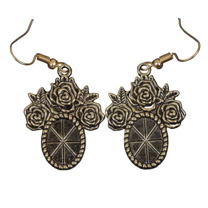 Leaf Cascade jhumki earrings (Red) Vintage Oval Flower Shaped Golden Polished Oxidised Danglers Combo set