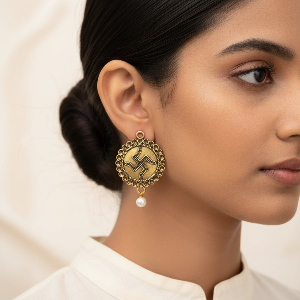 Sacred Swastik dangler earrings