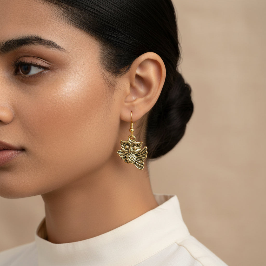 Royal Triple Bell Layered Jhumka Earring (Black) Hoot Hoot Dangler earrings Combo set