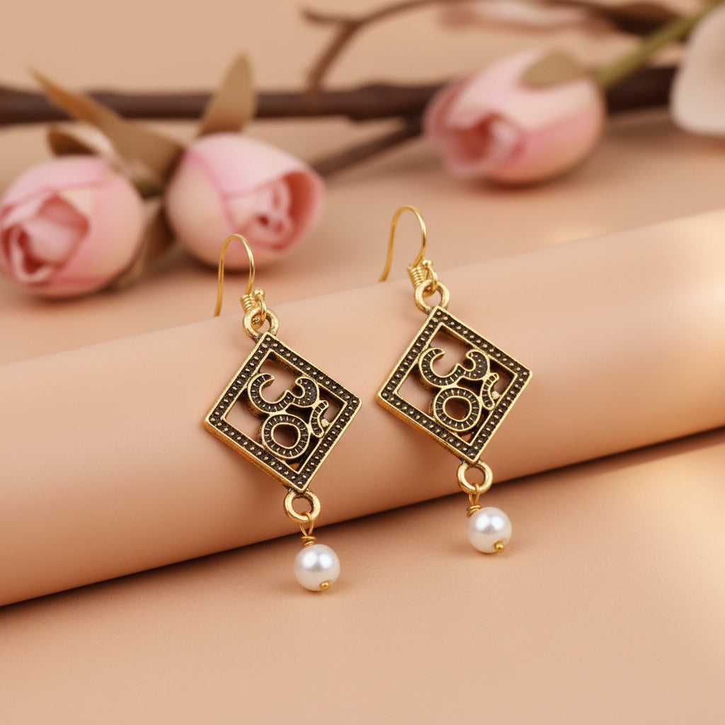 Royal Triple Bell Layered Jhumka Earring (Black) Eternal om dangler earrings Combo set