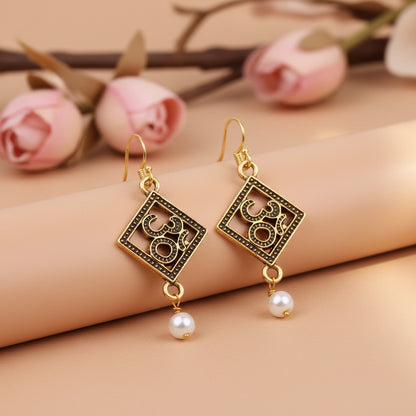 Royal Triple Bell Layered Jhumka Earring (Black) Eternal om dangler earrings Combo set